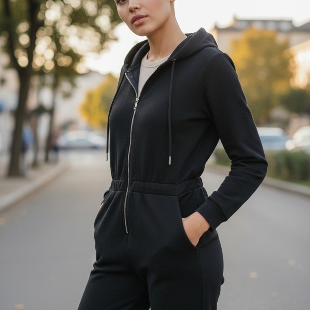 Calvin Klein Collection Black Hooded Jumpsuit